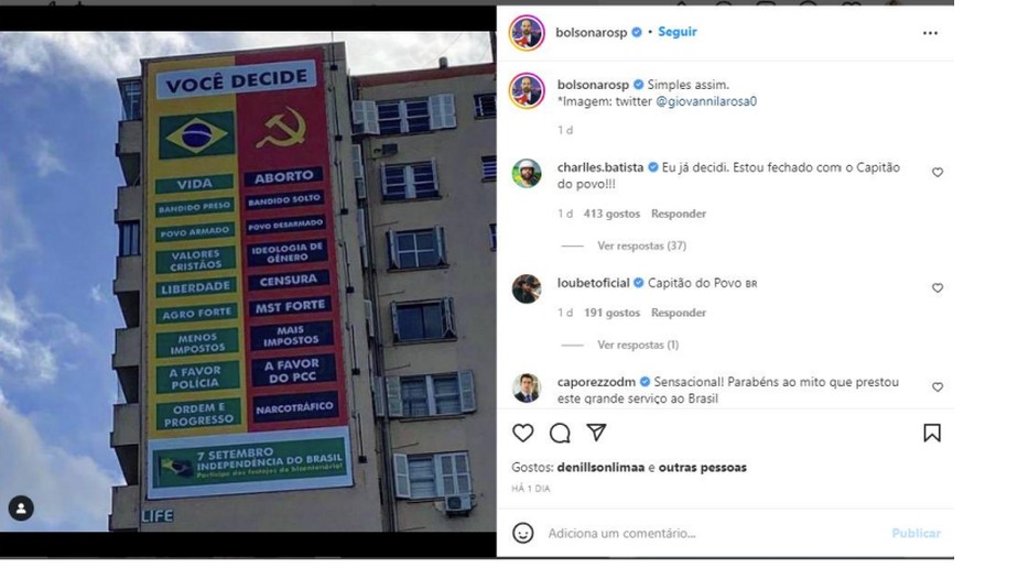 Publicação de Eduardo Bolsonaro no Instagram foi anexada à representação