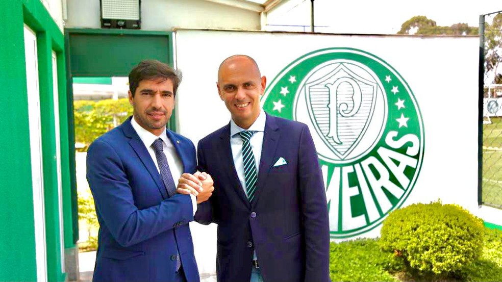 Abel Ferreira e Hugo Cajuda na chegada do treinador ao Palmeiras  Foto: Arquivo Pessoal