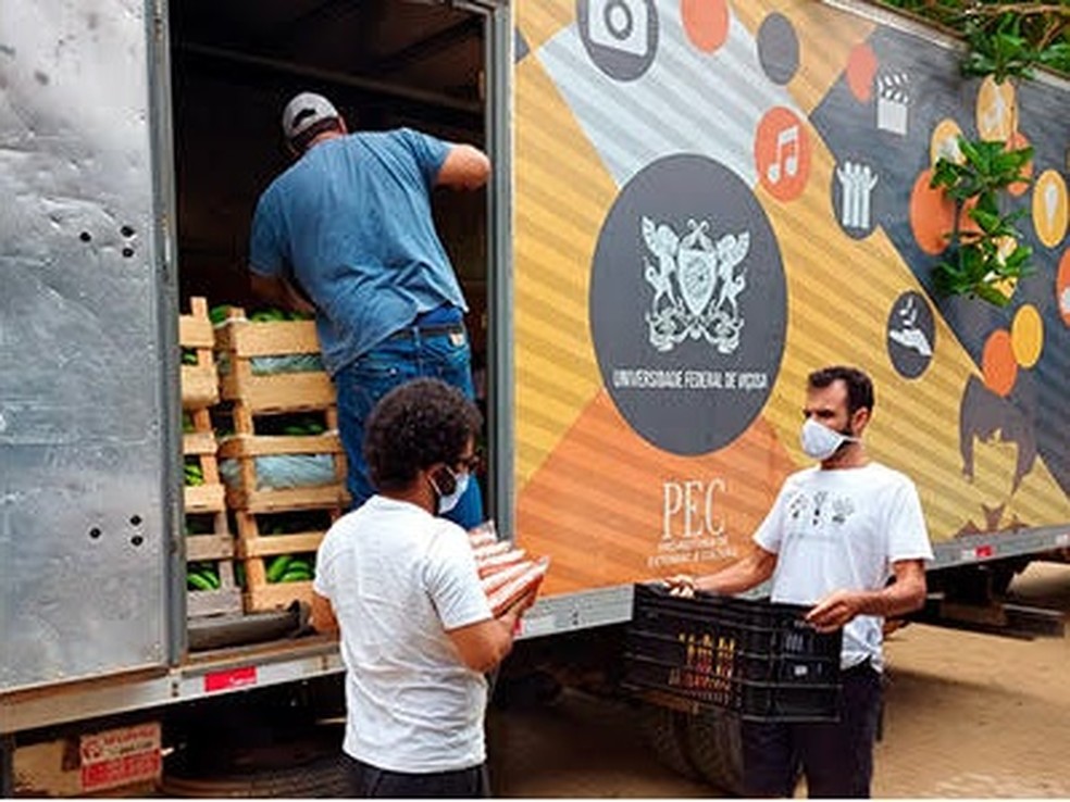 Alimentos começaram a ser distribuídos para famílias de rede socioassistencial em MG — Foto: UFV/Divulgação