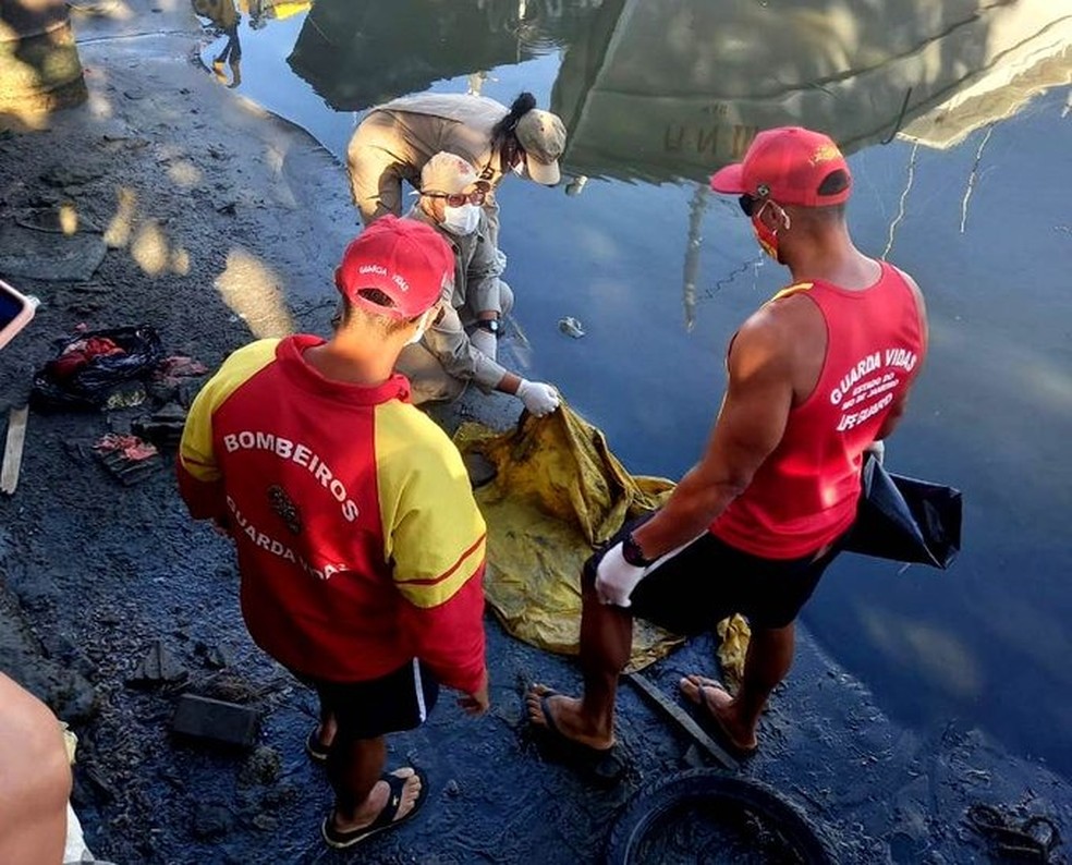 Um pescador viu o bebê no valão e acionou o Corpo de Bombeiros — Foto: Reprodução