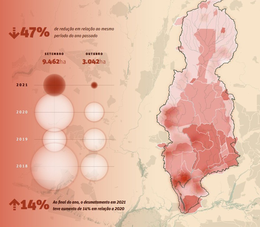 MT tem o maior número de áreas desmatadas na Bacia do Xingu nos últimos 3 anos