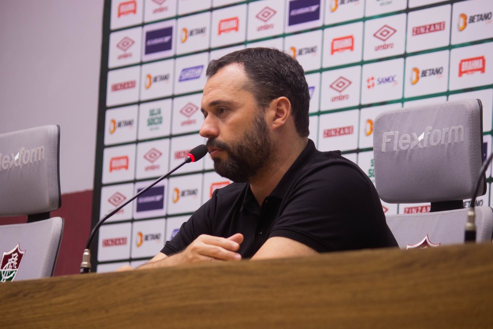 Mário Bittencourt durante coletiva — Foto: Divulgação/Fluminense FC