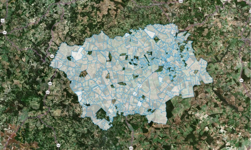  Sistema de zoneamento agro econômico de todas as fazendas de Figueirão. Conforme órgão, 70% produzem gado de corte. — Foto: Prefeitura de Figueirão/Divulgação