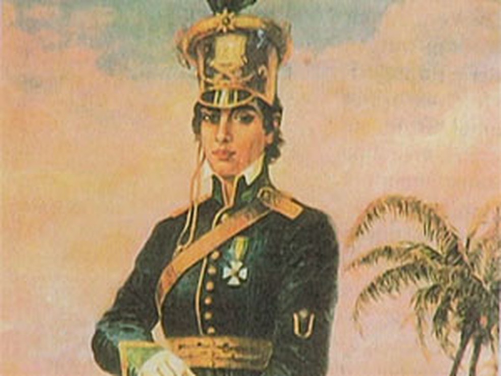 Maria QuitÃ©ria vestida de soldado. â Foto: ReproduÃ§Ã£o/TV Bahia