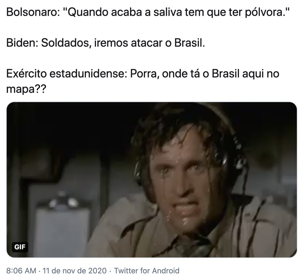 Usuários fizeram memes sobre declaração do presidente Jair Bolsonaro sobre pólvora. — Foto: Reprodução/Redes sociais