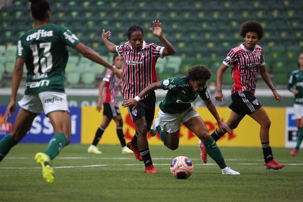 Lance de Palmeiras x São Paulo, pelo Paulista Feminino  — Foto: Gabriela Montesano / saopaulofc