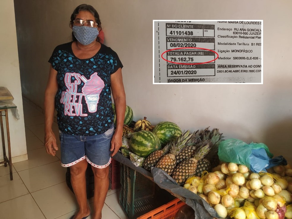 Vendedora que tem apenas uma geladeira e ventilador em casa recebe conta de R$ 79 mil e tem luz cortada — Foto: Valéria Alves/TV Verdes Mares