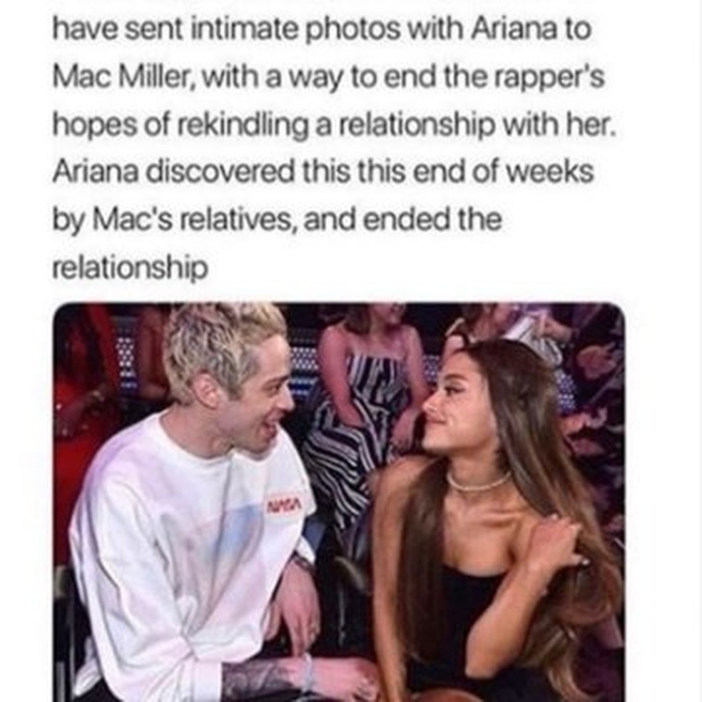 Post de Kanye West no Instagram sobre Ariana Grande — Foto: Reprodução 