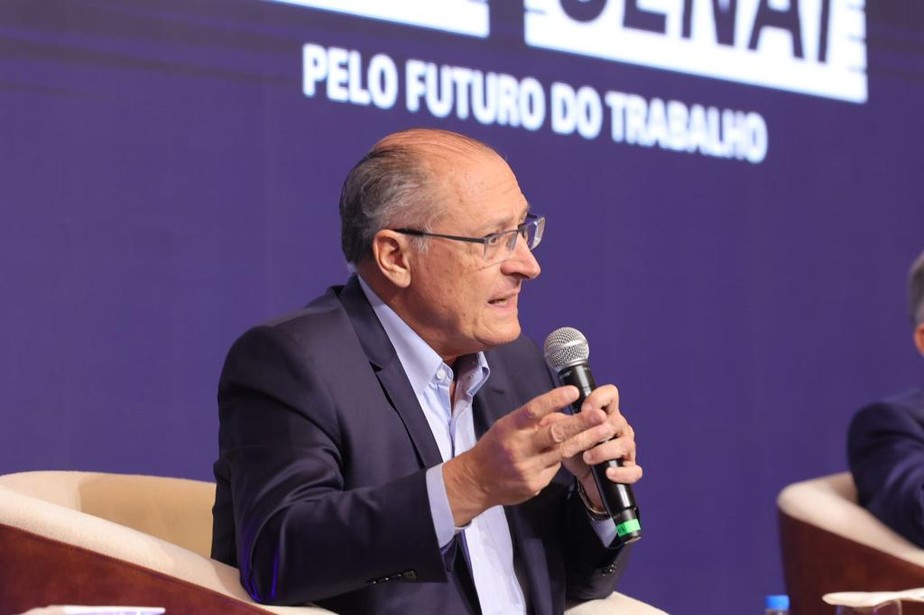 O vice-presidente eleito, Geraldo Alckmin, durante evento da construção civil