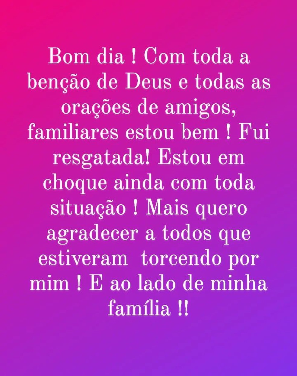 Vereadora Lari Bortolote Marcon falou sobre sequestro nas redes sociais &mdash; Foto: Reprodu&ccedil;&atilde;o/Instagram