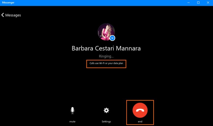 A chamada de vídeo será iniciada no Messenger pelo Windows 10 (Foto: Reprodução/Barbara Mannara)