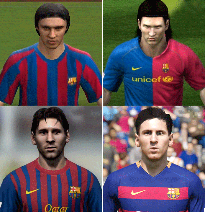 Messi evoluiu bastante não só no futebol como nos gráficos (Foto: Reprodução/Thiago Barros)