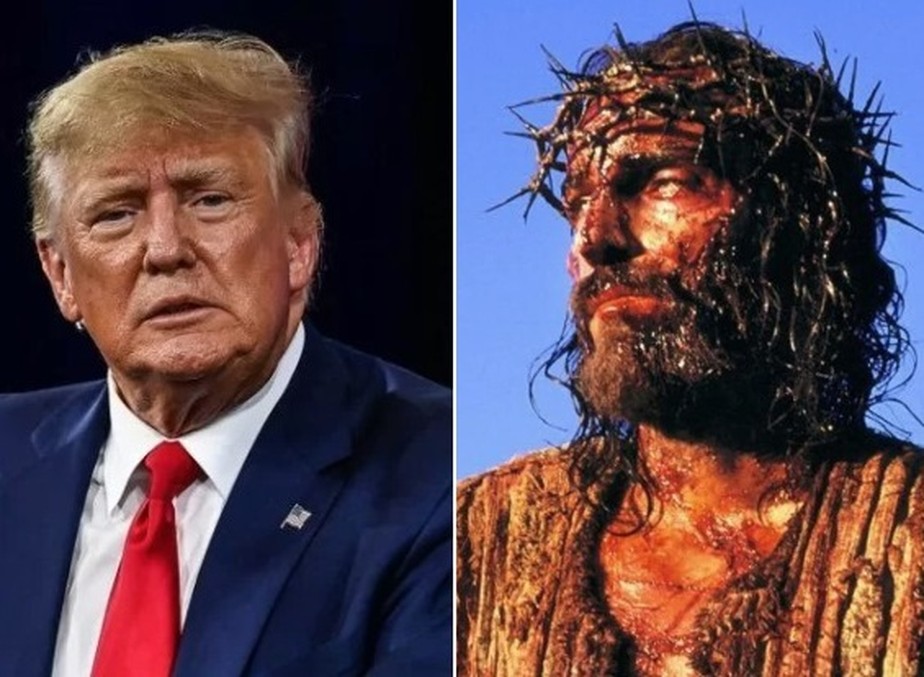 Trump e o Jesus de 'A paixão de Cristo', de Mel Gibson