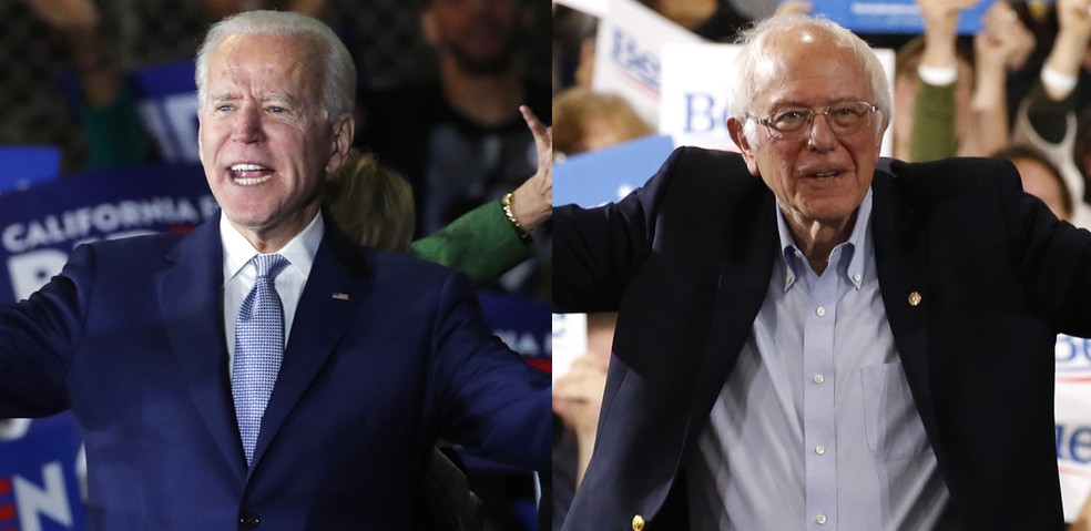 Joe Biden e Bernie Sanders — Foto: Arte/G1
