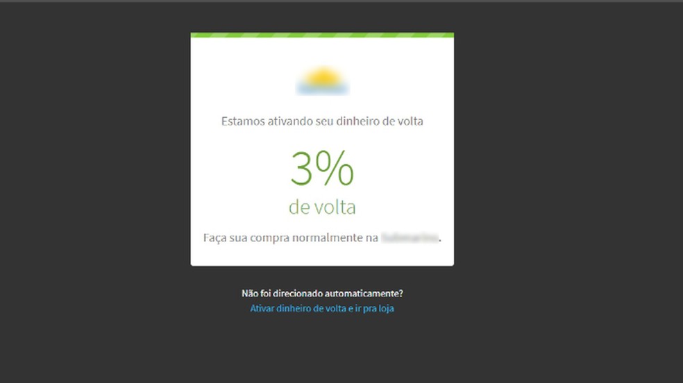 O MÃ©liuz redireciona o usuÃ¡rio para o site, ativando o cashback â Foto: ReproduÃ§Ã£o/Clara Barreto