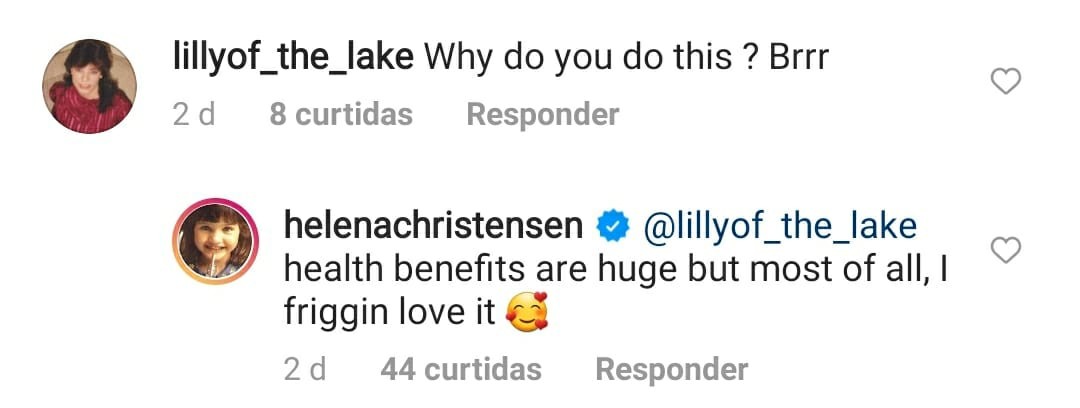 Helena Christensen responde a seguidores no Instagram (Foto: Reprodução / Instagram)