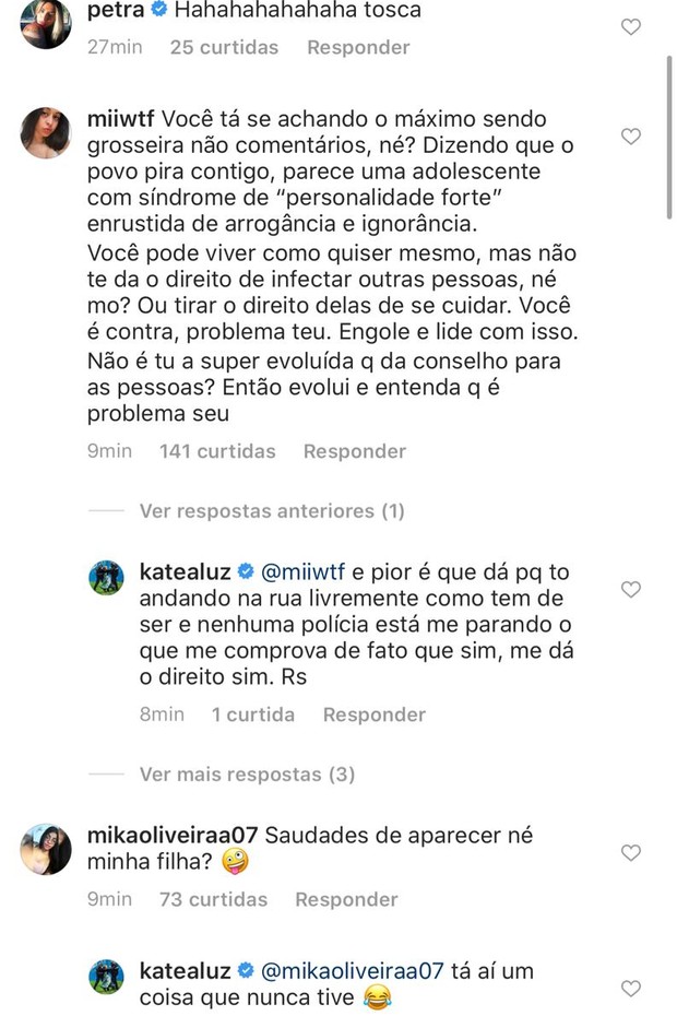 Modelo Kat Torres gera revolta ao se pronunciar contra a quarentena  (Foto: Reprodução/Instagram)