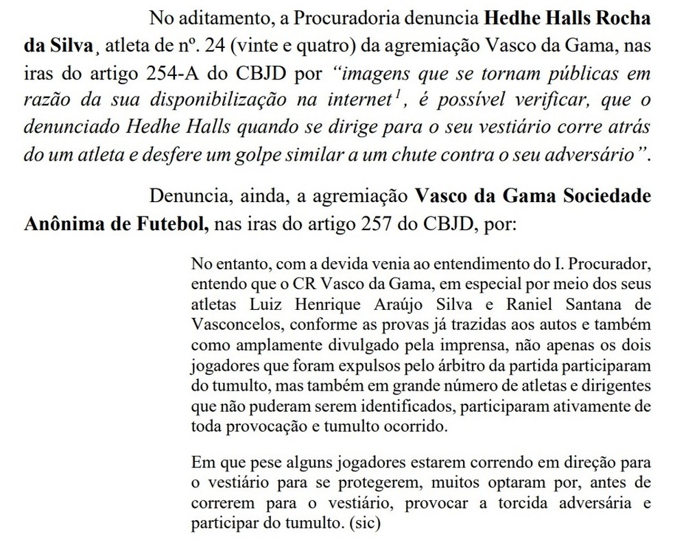 Procurador inclui den&Atilde;&ordm;ncia contra o Vasco em julgamento do Sport &acirc; Foto: Reprodu&Atilde;&sect;&Atilde;&pound;o