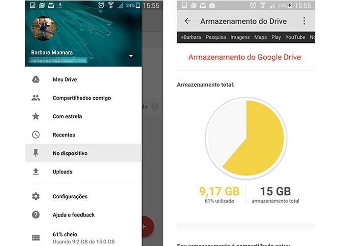 Google Drive oferece 16 GB gratuitos para seus arquivos no Android (Foto: Reprodu??o/Barbara Mannara)