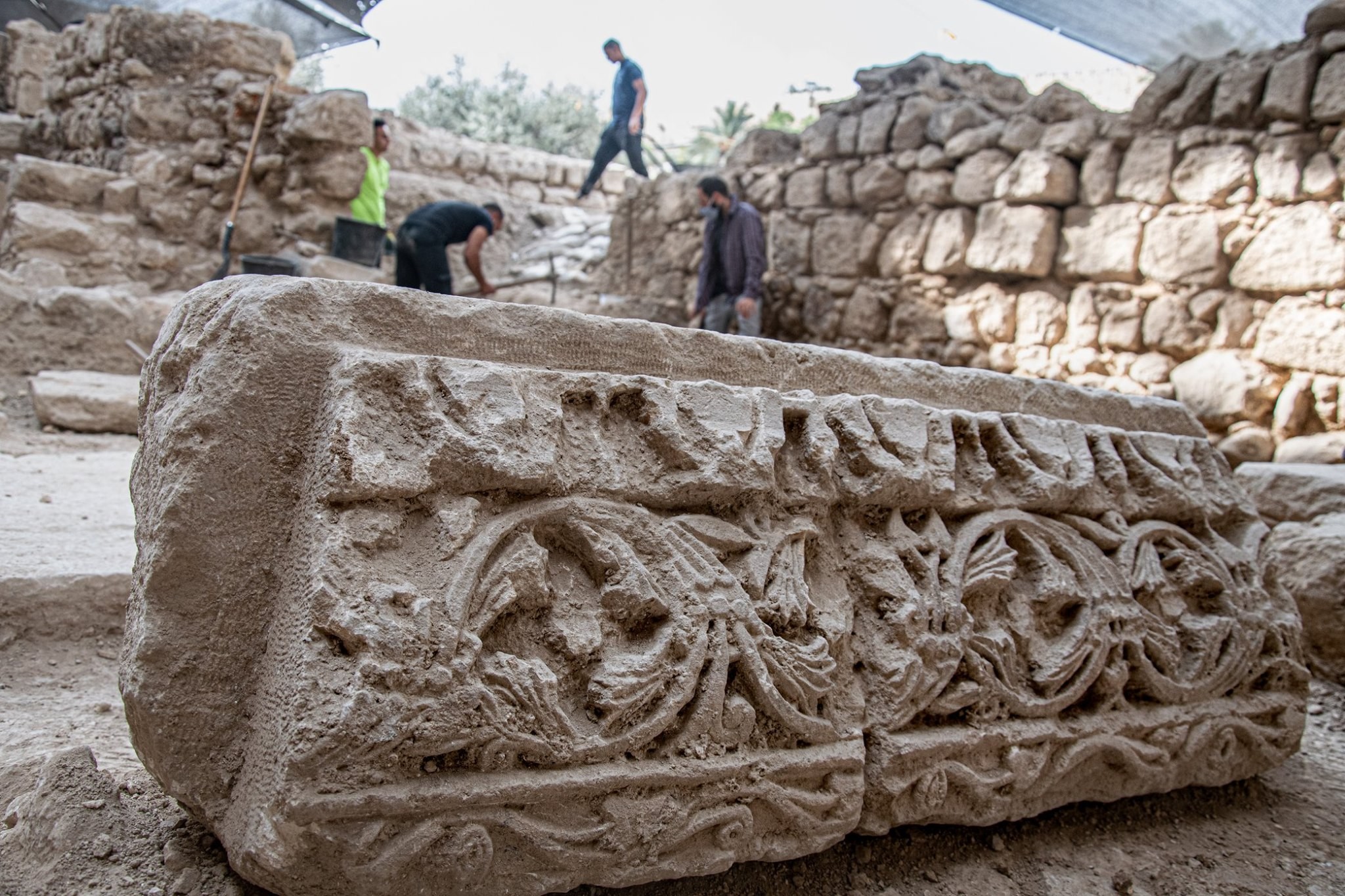 Resquícios de um templo do período Bizantino também foram encontrados no local em Israel (Foto: Yaniv Berman/Israel Antiquities Authority)