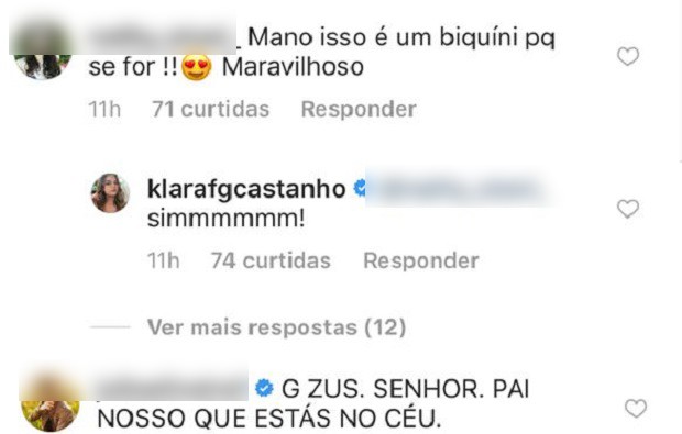 Klara Castanho responde comentários (Foto: Reprodução/Instagram)