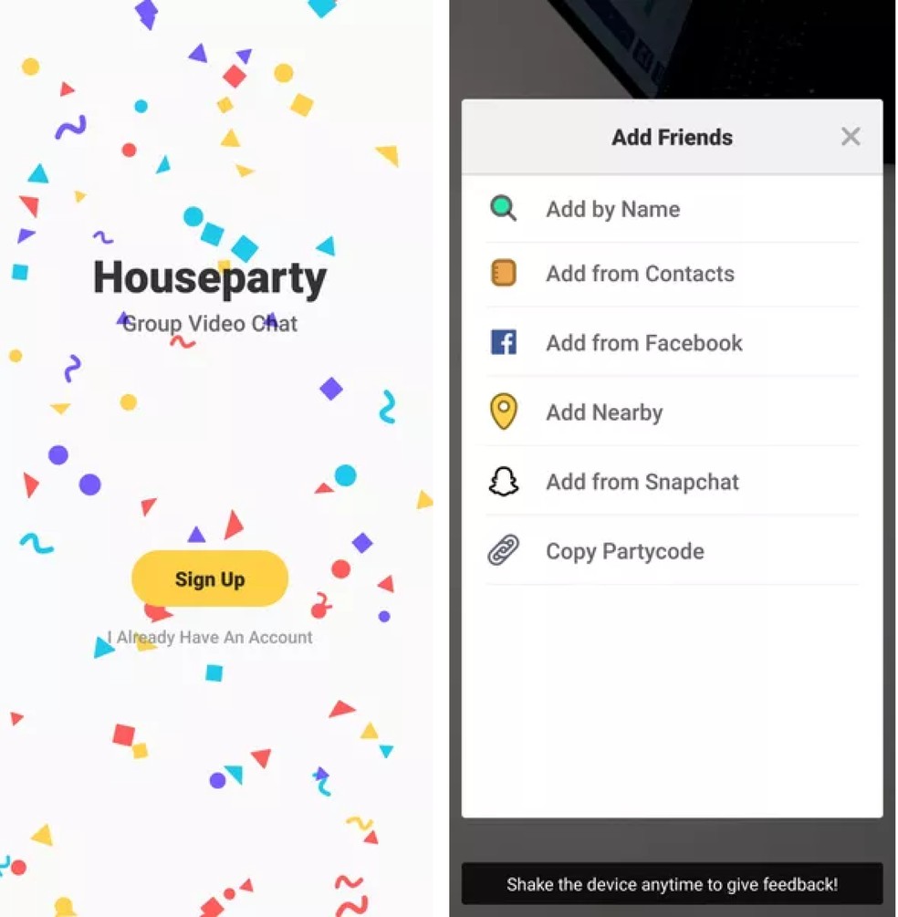 Houseparty permite que usuários entrem em "salas de chat" por vídeo — Foto: Reprodução/HouseParty