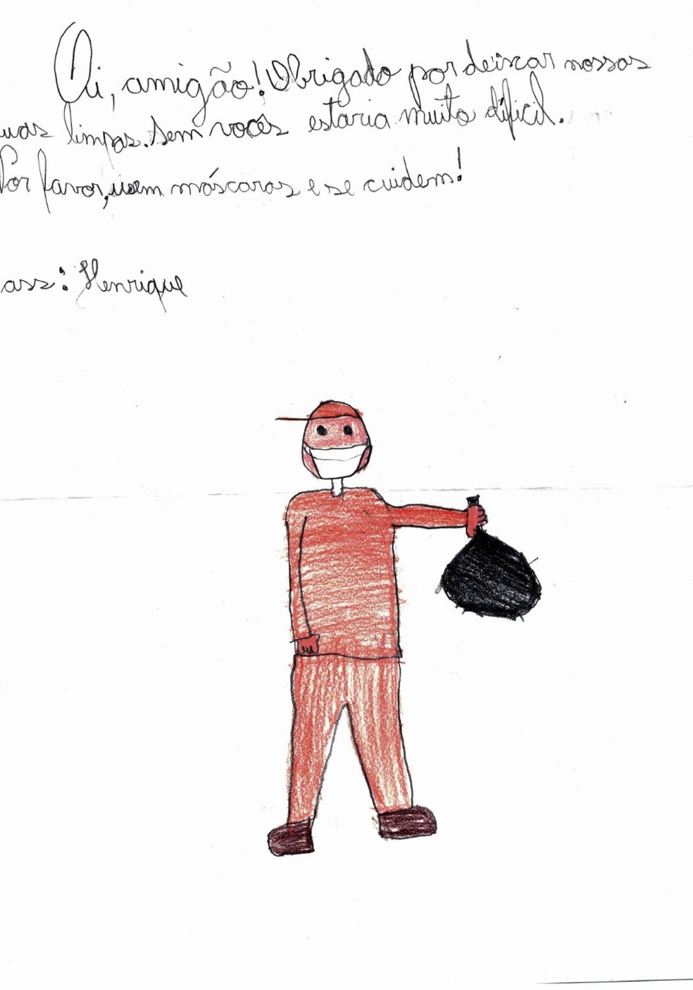 Alunos escrevem cartas a profissionais essenciais durante pandemia — Foto: Charles Chagas/Escola Champagnat