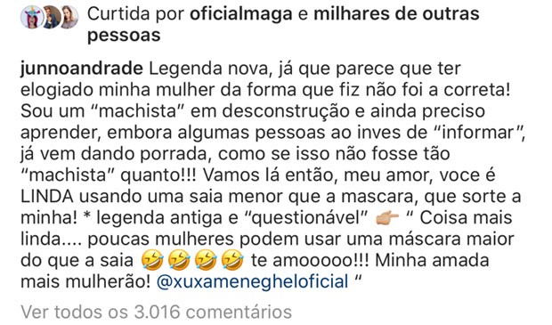 Junno Andrade refez legenda sobre Xuxa (Foto: Reprodução/Instagram)