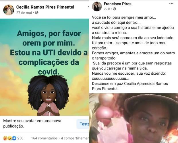 Cecília Ramos avisou em post que estava internada; marido lamentou a morte da mulher (Foto: Reprodução/Facebook)