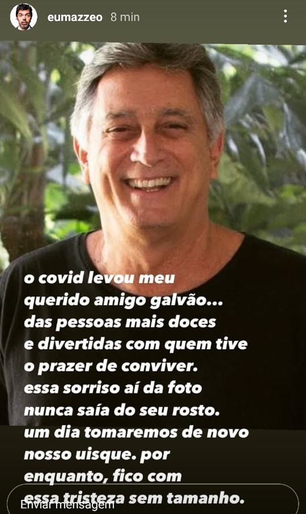Bruno Mazzeo lamenta morte de Eduardo Galvão (Foto: Reprodução)