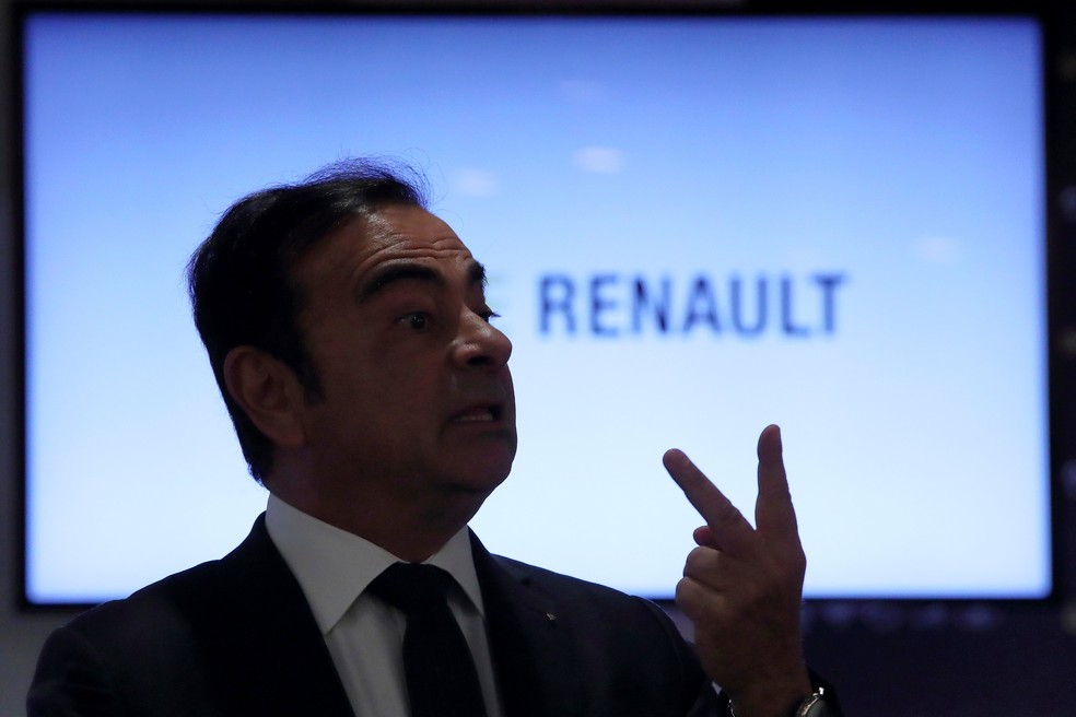Carlos Ghosn, CEO da Renault, durante a apresentaÃ§Ã£o dos resultados anuais da empresa, em Boulogne-Billancourt, na Ãºltima sexta-feira (16) â€” Foto: Gonzalo Fuentes/Reuters