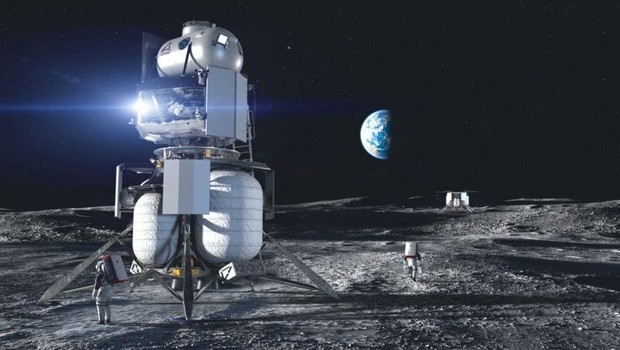 A estrutura de pouso desenvolvida pela Blue Origin, de Bezos, foi batizada de Blue Moon (Foto: Blue Origin)