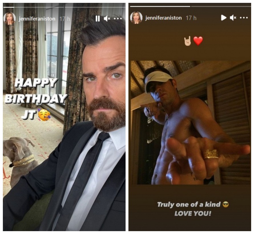 Os posts de Jennifer Aniston celebrando o aniversário do ex-marido, o ator Justin Theroux (Foto: Instagram)