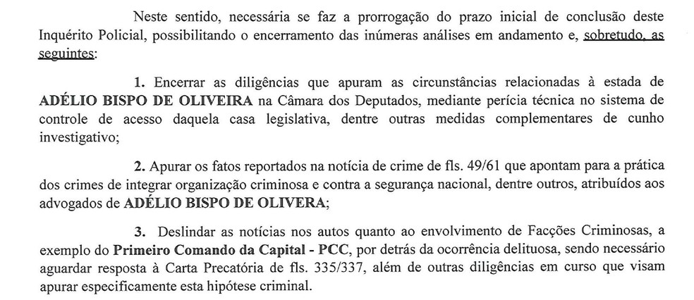 Polícia Federal aponta motivos para pedido de prorrogação de 2º inquérito de Bolsonaro — Foto: Reprodução