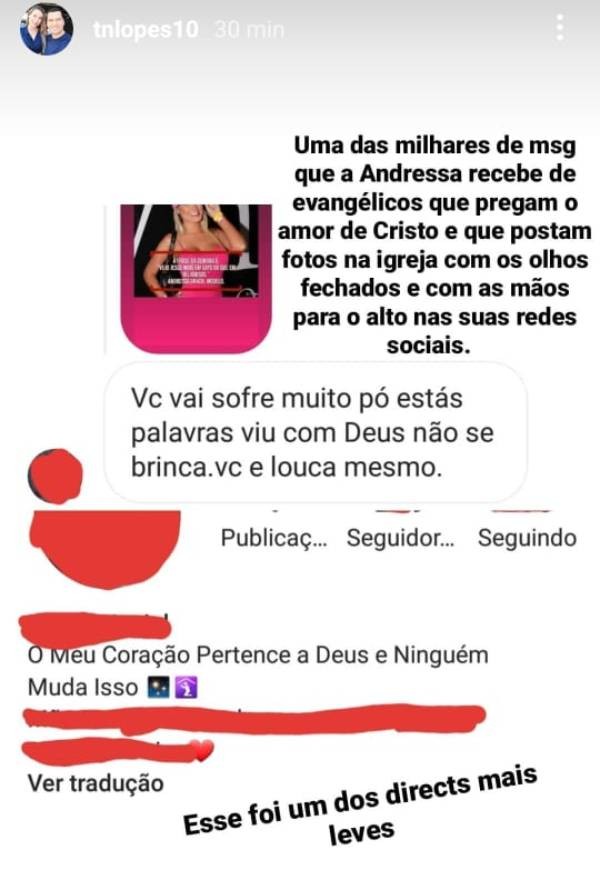 Thiago Lopes, marido de Andressa Urach, denuncia mensagem de ódio para a modelo (Foto: Reprodução/Instagram)