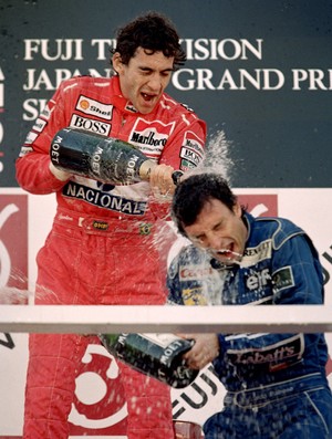 Ayrton Senna pódio Suzuka 1991 arquivo (Foto: Getty Images)
