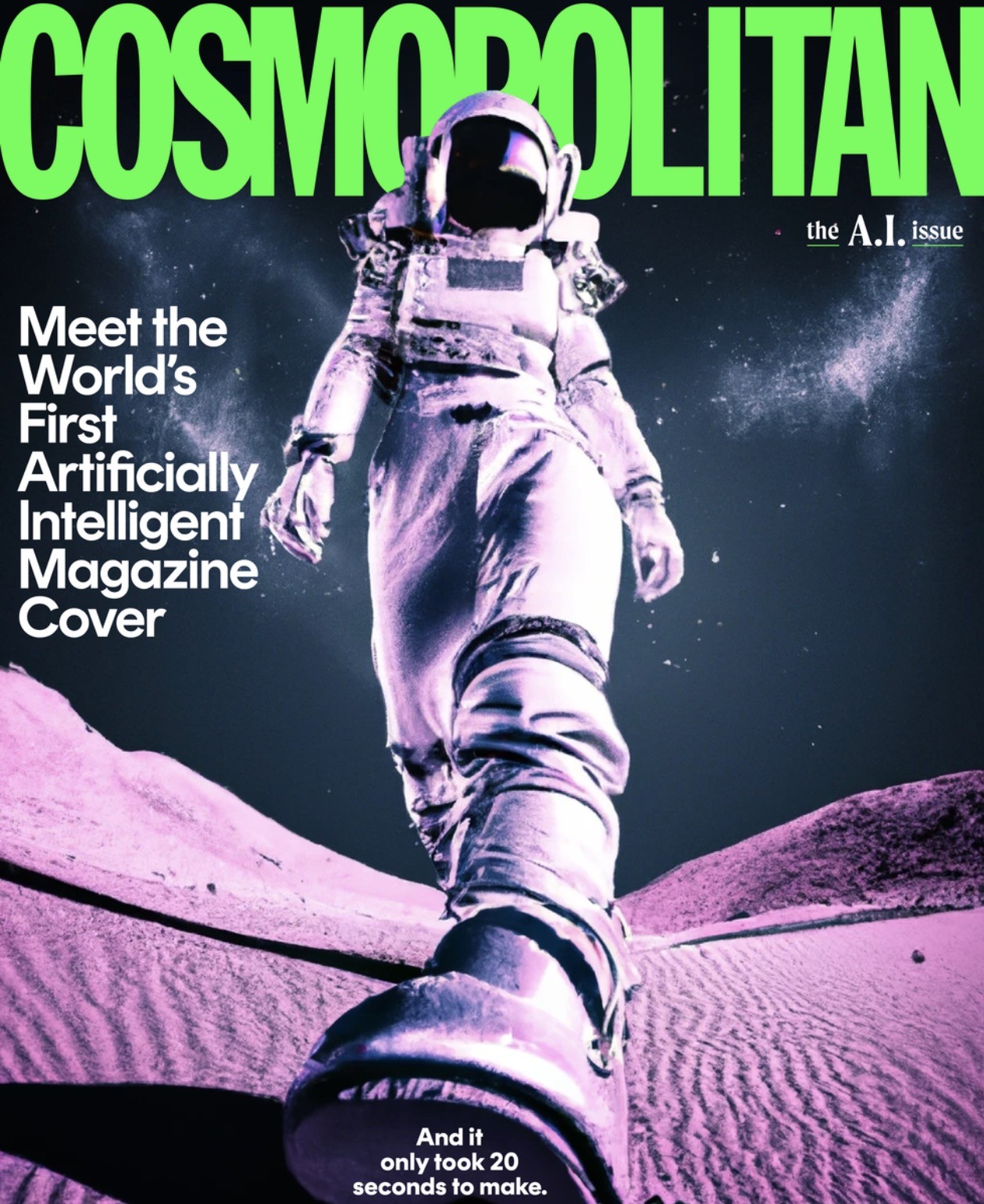 Capa da revista Cosmopolitan com imagem gerada por inteligência artificial