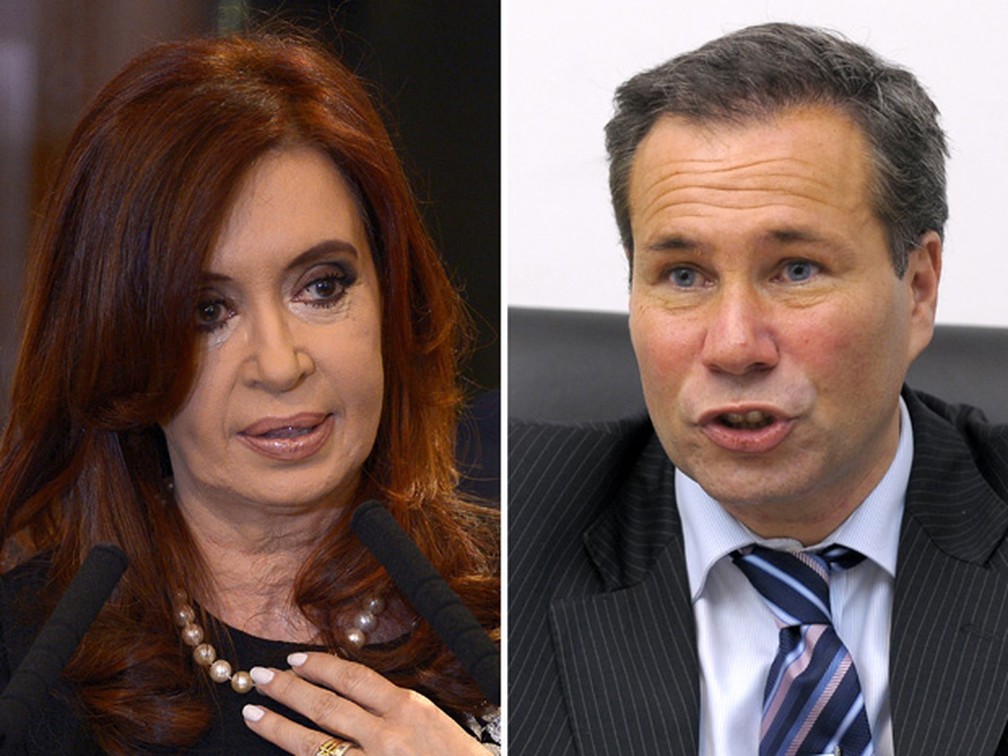 A presidente Cristina Kirchner e promotor Alberto Nisman, que morreu em janeiro — Foto: Juan Mabromata/AFP