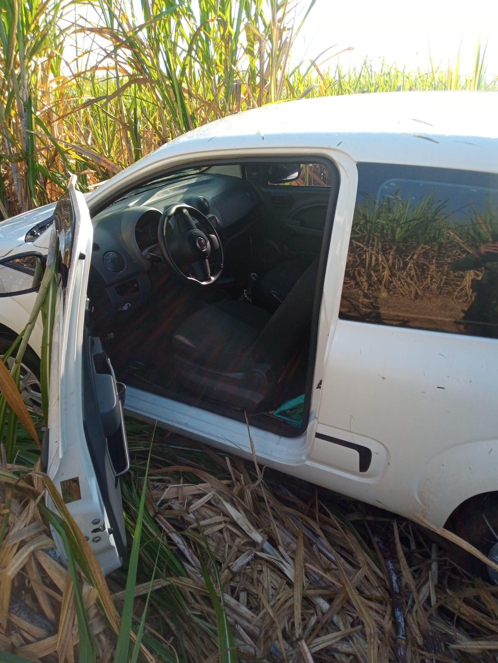 Homem abandonou carro em canavial após vítima conseguir fugir de assalto em Piracicaba — Foto: Divulgação/Guarda Municipal