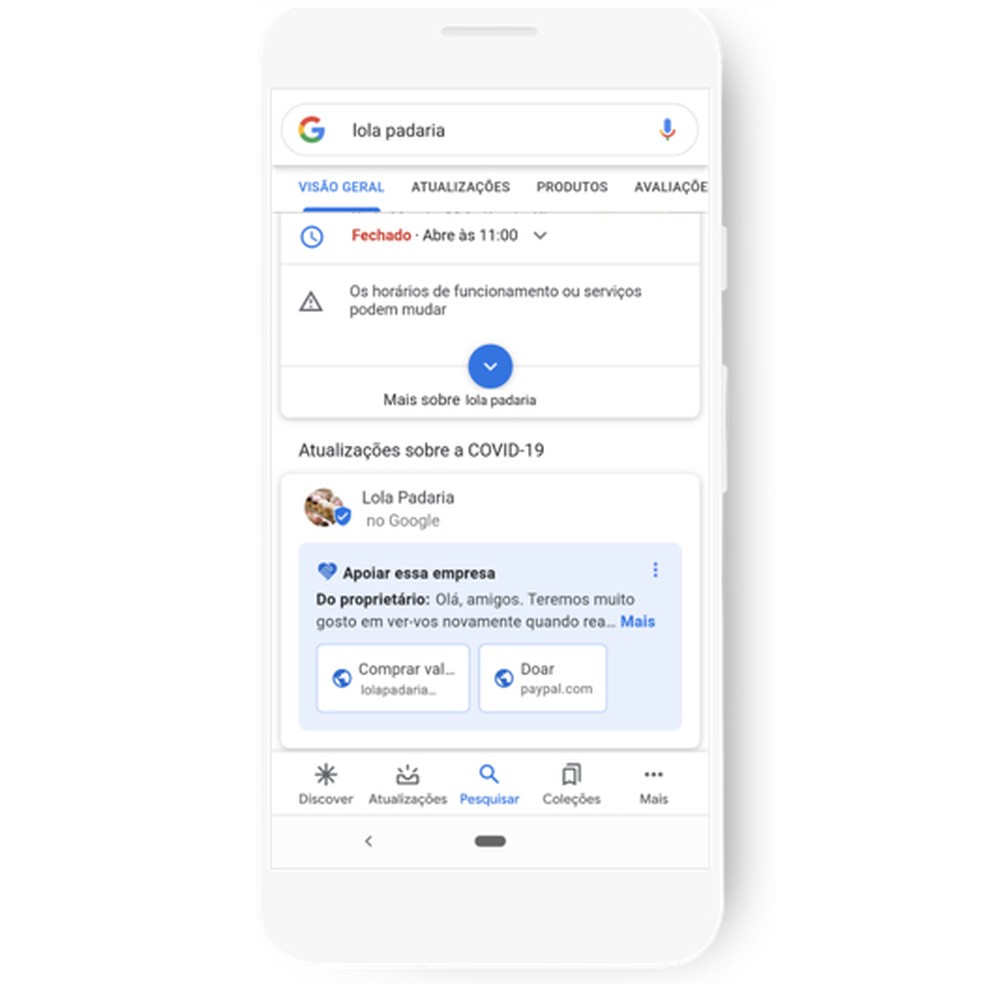 Google permite comprar vales-presente e fazer doações no app — Foto: Divulgação/Google