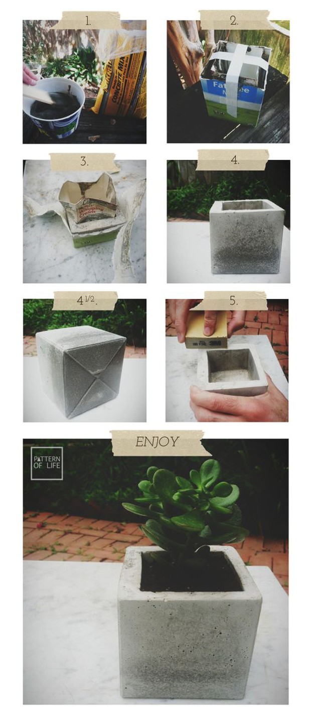 Vaso de cimento (Foto: Reprodução/Pinterest)
