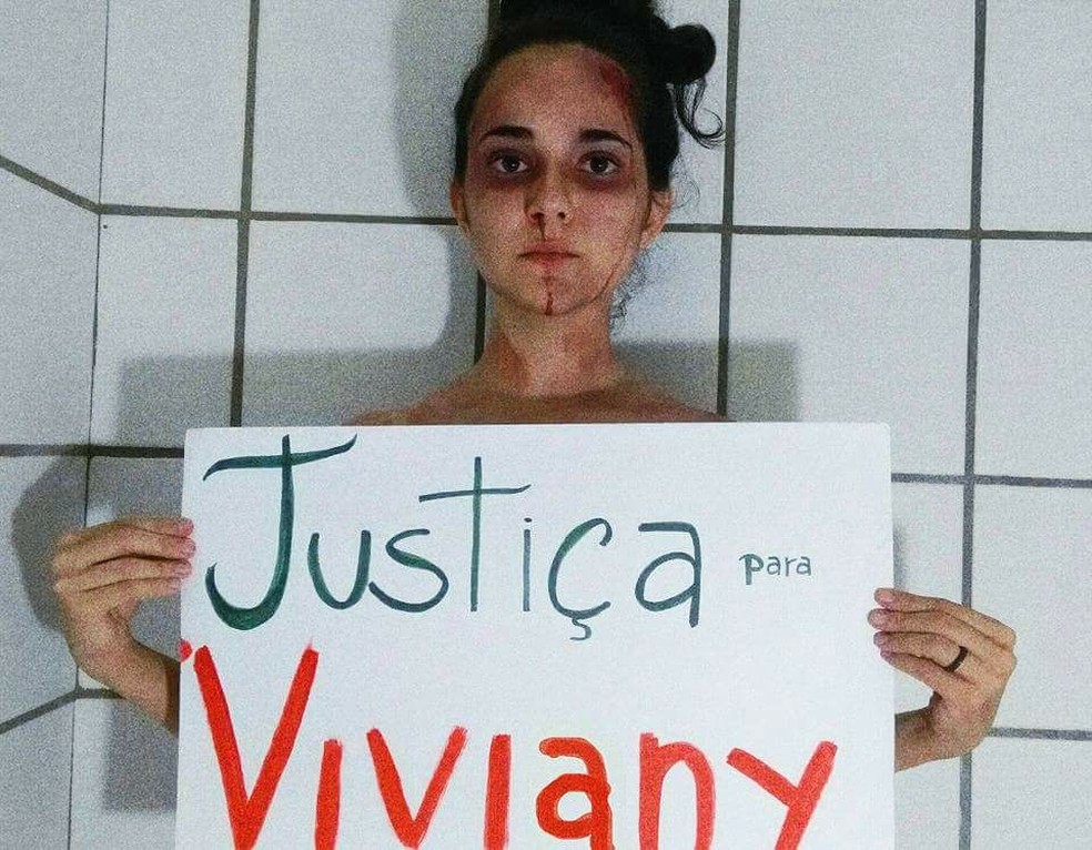 Manifestação de Yasmin foi feita em protesto à morte violenta de Vivianny Crisley. (Foto: Yasmin Formiga/Arquivo Pessoal)