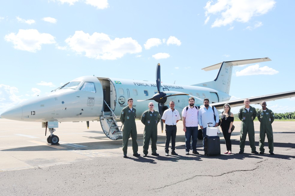 Órgãos foram transportados por um avião da Força Aérea Brasileira (FAB) — Foto: Assessoria de Imprensa/Hospital Regional