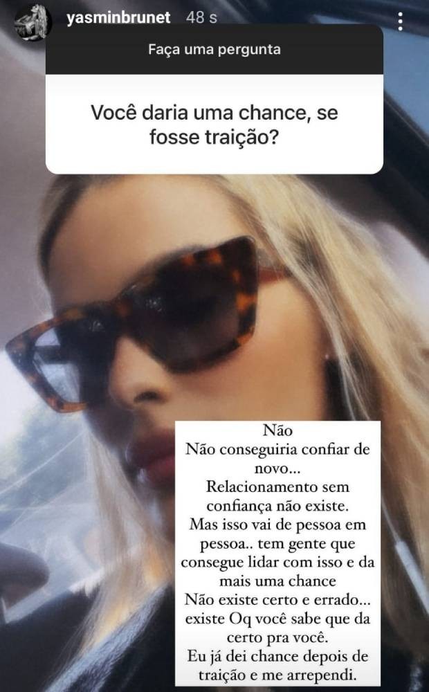 Yasmin Brunet responde a seguidores (Foto: Reprodução/Instagram)