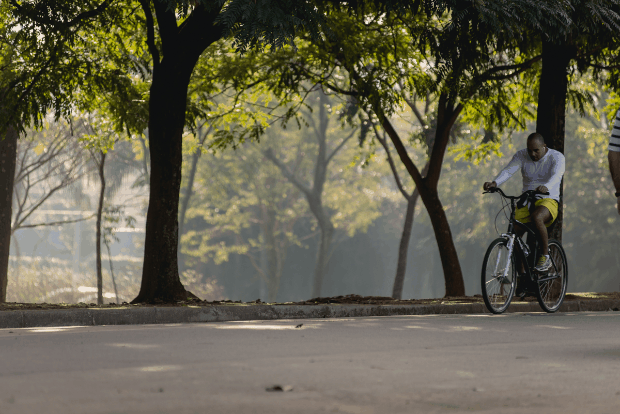 GIF - sequência bicicleta, 60 anos do Parque Ibirapuera (Foto: Marcelo Brandt/G1)