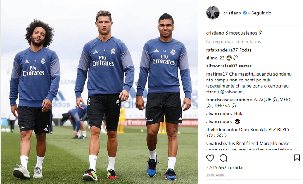 Em abril, Cristiano Ronaldo posou com os outros 