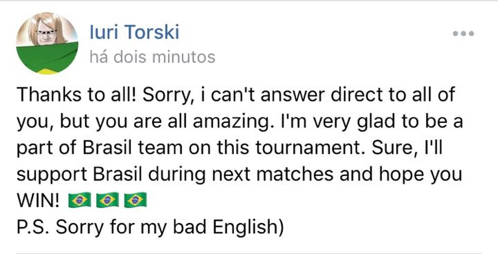 Iuri Torskiy agradece aos fãs (Foto: Reprodução)