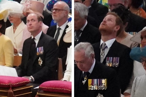 Príncipe William e príncipe Harry em missa especial durante o Jubileu de Platina da rainha Elizabeth II (Foto: Getty Images)