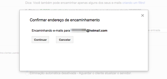 Configurando o encaminhamento de e-mails do Gmail (Foto: Reprodu??o/Helito Bijora) 