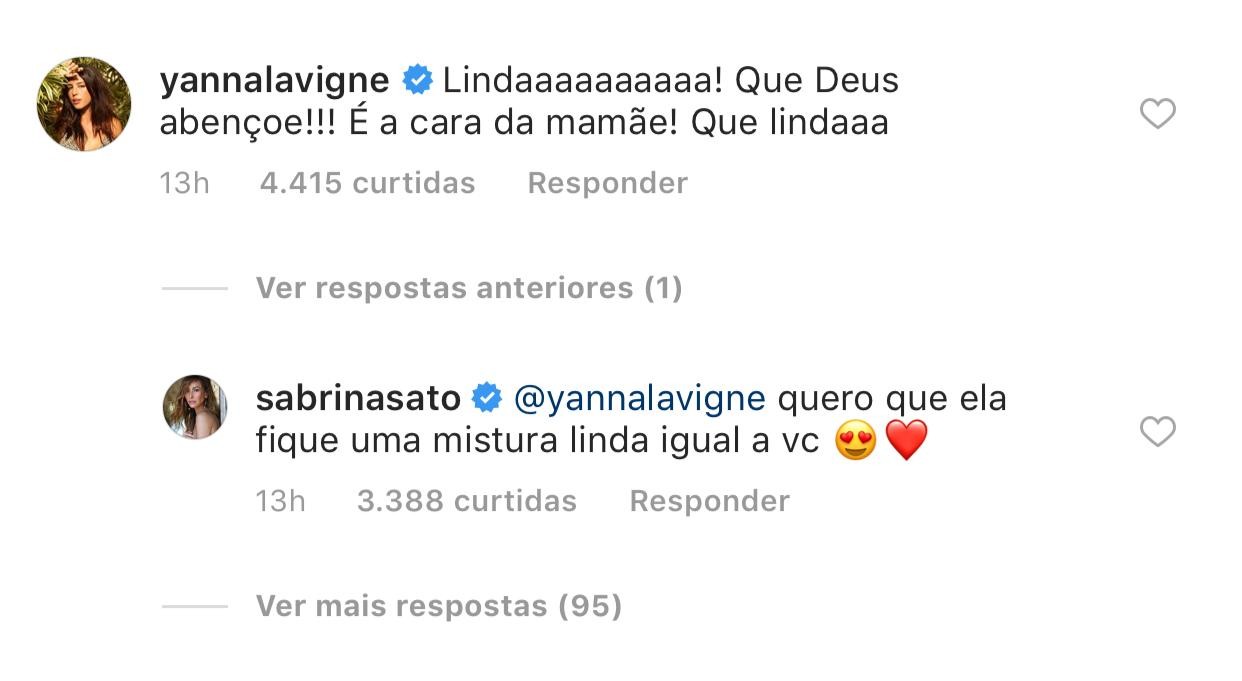 Sabrina Sato responde Yanna Lavigne (Foto: Reprodução/Instagram)